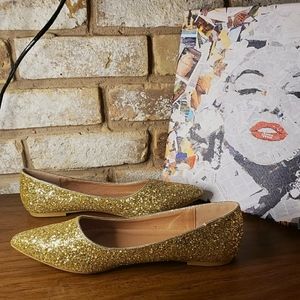 Yoki Gold Glitter Flats Size 9 | New in Box